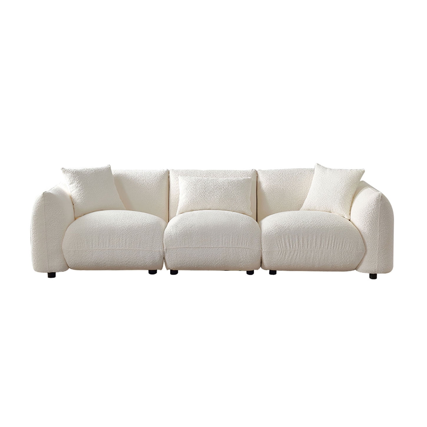 Elegant Beige Mid Century Modern Couch, Plush 3-Seater Sofa for Living ...