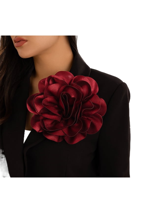 Elegant Big Flower Lapel Pin Beautiful Fabric Flower Lapel Pin Delicate Brooch Jewelry for Work and Business