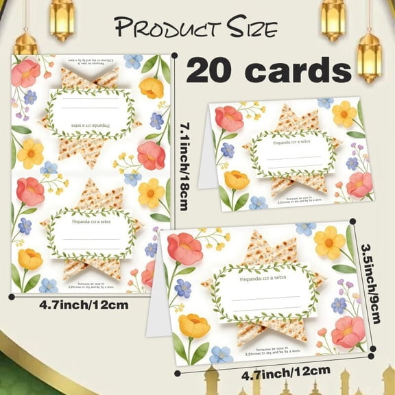 Elegant Bilingual Hebrew English Place Cards for Passover Wedding Birthday - Durable Table Setting Name Cards for Multicultural Events