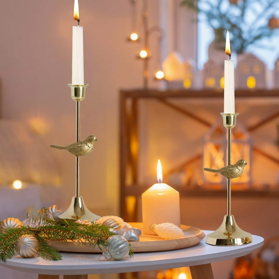 Elegant Bird Candle Holders - Metal Candlestick Set for Weddings, Christmas Parties, and Dining Table Decor - Gold, Various Sizes (9.45-12.6 inches)