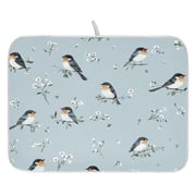 Elegant Birds Dish Drying Mat for Kitchen, Quick Drying Absorbent Soft Durable 16" x 18"