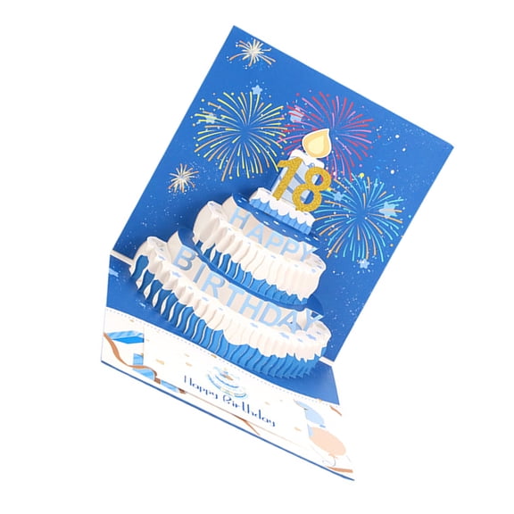 Elegant Birthday Card with Envelope Happy Birthday Cake Paper Card with Sparkles Show Foldable Celebration Gift