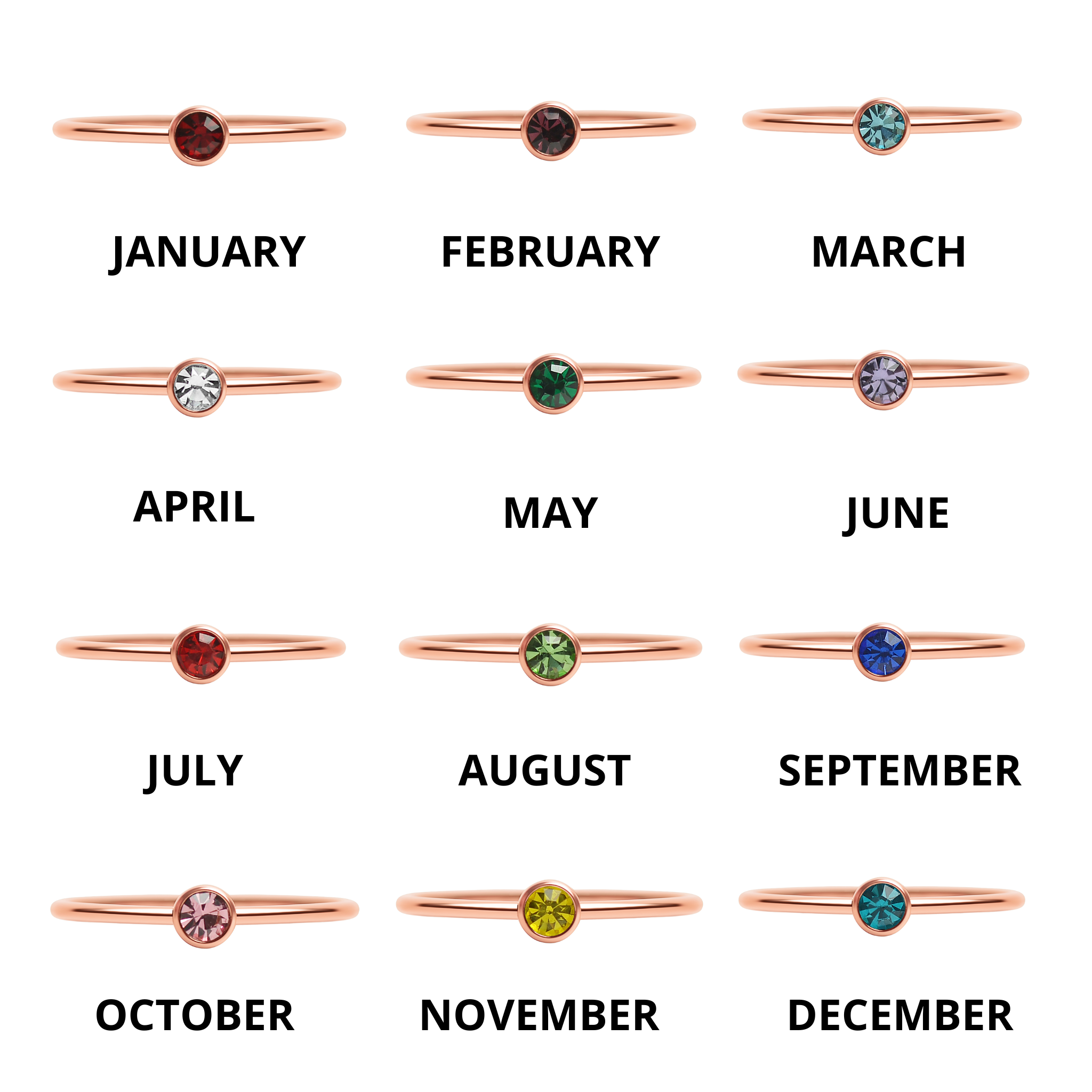 Elegant Birthstone Stacking Ring - Celebrate Your Special Month ...