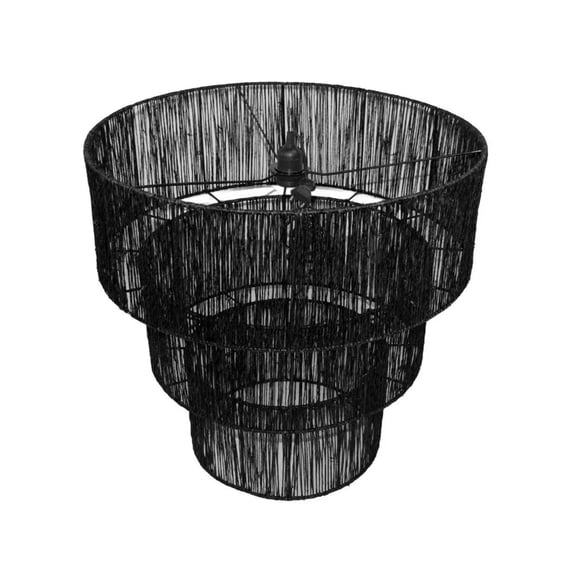 Aria Home Elegant Pendant Light, Natural Jute Weaving, Flora Seagrass, Large Size, 3 Tier, Black