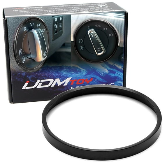 Elegant Black Aluminum Driver Side Headlamp Switch Surrounding Ring Cover Trim For Volkswagen PQ35 PQ46 Platform MK5 MK6 Golf GTI A5 Jetta, B6 B7 Passat CC Touran Tiguan, etc