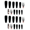thumbnail image 1 of Elegant Black Ballet On Nails For Women Coffin Shape False Nail Removable Beauty Line Design, 1 of 6