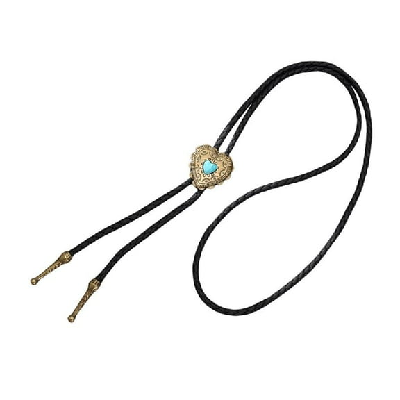 Elegant Black Bolo Tie with Heart Pendant Cowboy Necktie Western Tie