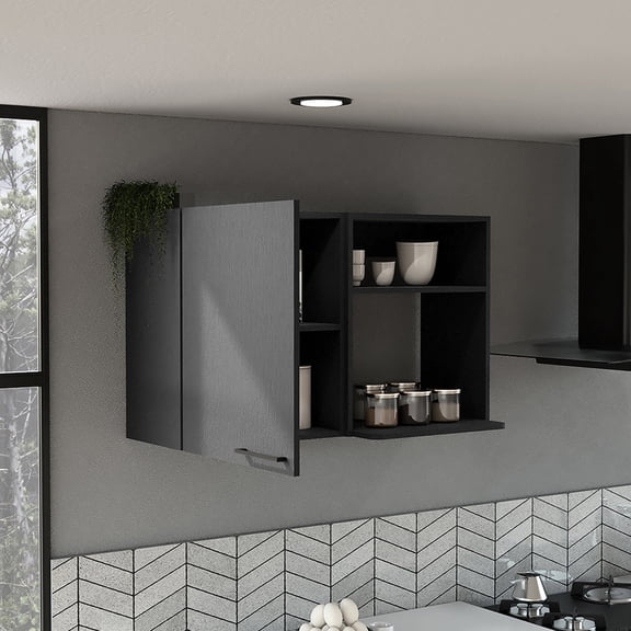 Elegant Black Cabinet - Elevate Your Kitchen Decor with a Sophisticated Look