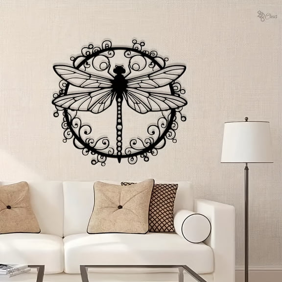Elegant Black Dragonfly Metal Wall Art, Intricate Iron Animal Print, Indoor/Outdoor Decor, Durable Wall-Mounted, for Living/Office/Garden, Wedding/Housewarming Gift