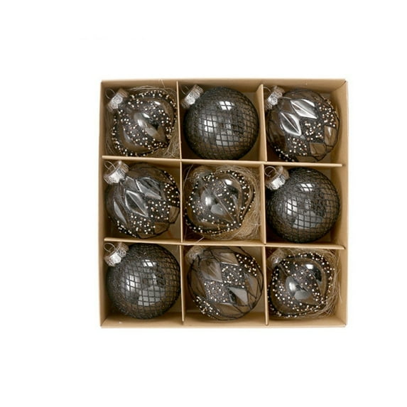 Elegant Black Glass Hanging Ornament Set, Festive Holiday Sphere Decor for Christmas Tree, Home Party, and Gift