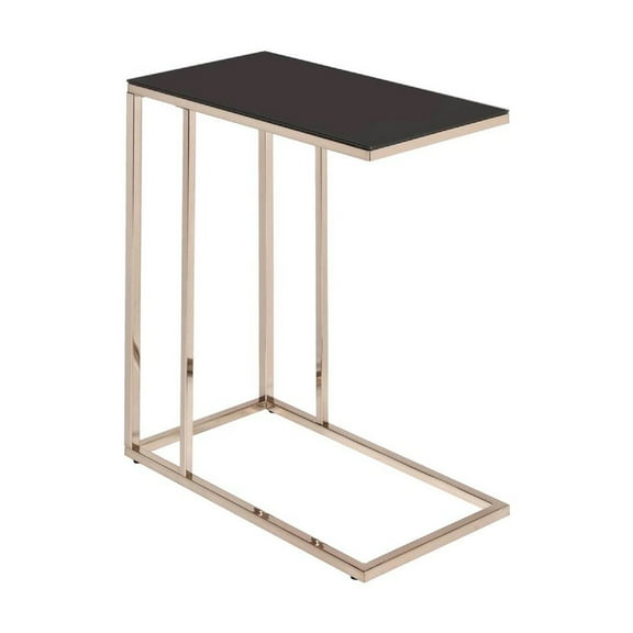 Rectangular Accent Table Black and Chocolate Chrome