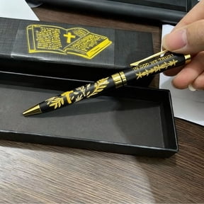 Elegant Black Gold Commemorative Pen Inspirational Engraved Writing Gift for Graduation 7.5 Inch
