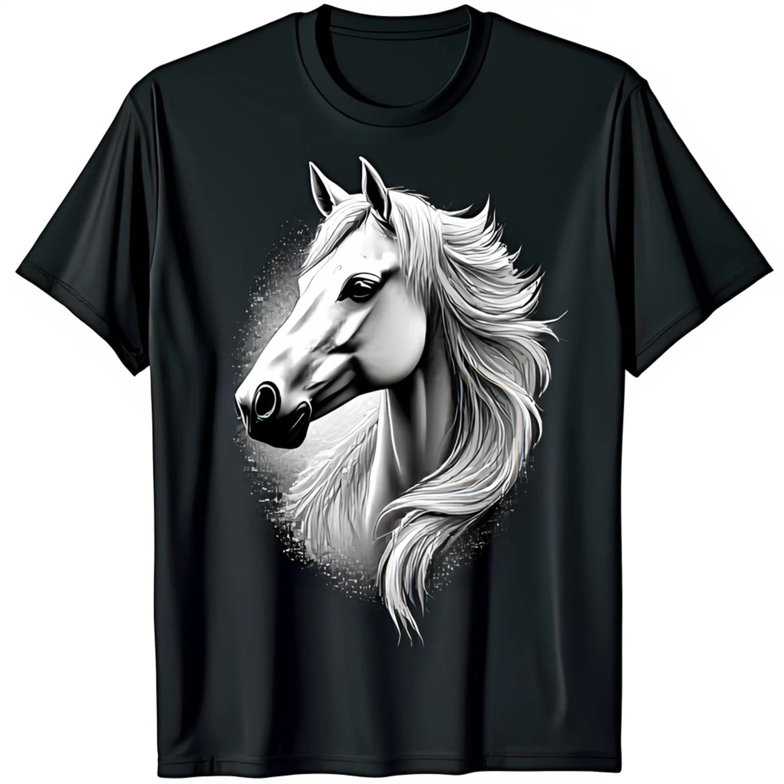 Elegant Black Horse T-Shirt – Minimalist Equestrian Graphic Casual Wear