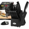 thumbnail image 1 of Elegant Black Knife Set,DISHWASHER SAFE Marco Almond MA23 17-Pieces Kitchen Chef Knife Set With Block,Stainless Steel Hollow Handle Knives Block Set with Knife Sharpener, 1 of 10