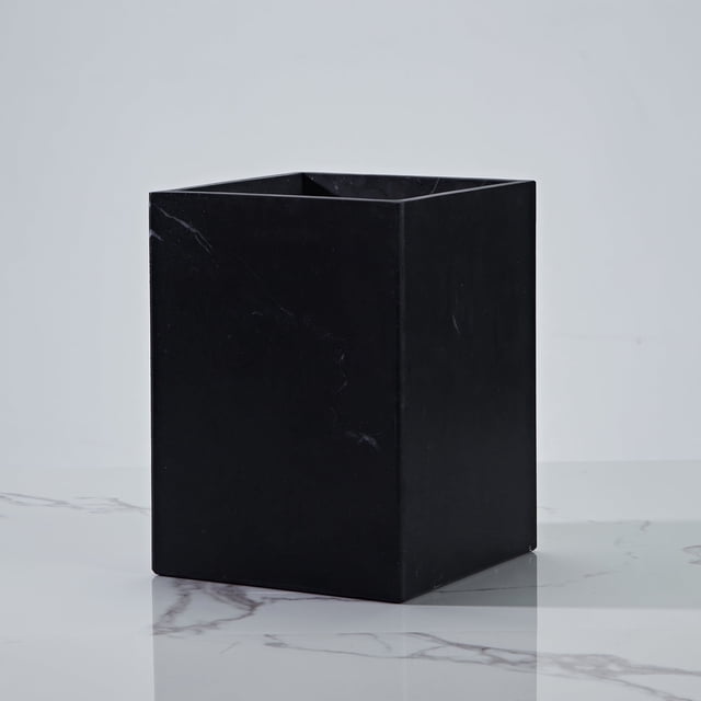 Elegant Black Marble Bathroom Wastebasket - Luxurious Design Bath Decor ...