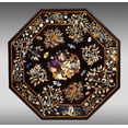 thumbnail image 1 of Elegant Black Marble Pietra Dura Table - Intricate Mosaic Art, Eye-Catching Centerpiece for Home Decor, Hallway, or Outdoor Bar-52 Inch, 1 of 5