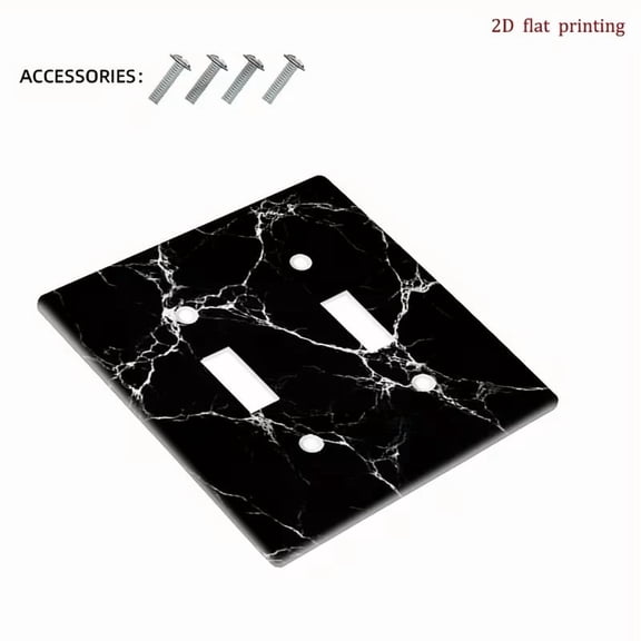 Elegant Black Marble Vein Wall Plate Cover for Single and Double Light Switches - Easy Snap Installation