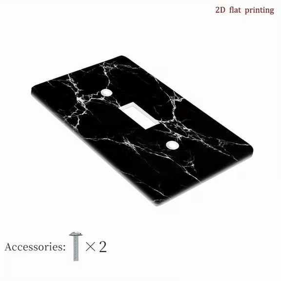 Elegant Black Marble Vein Wall Plate Cover for Single and Double Light Switches - Easy Snap Installation