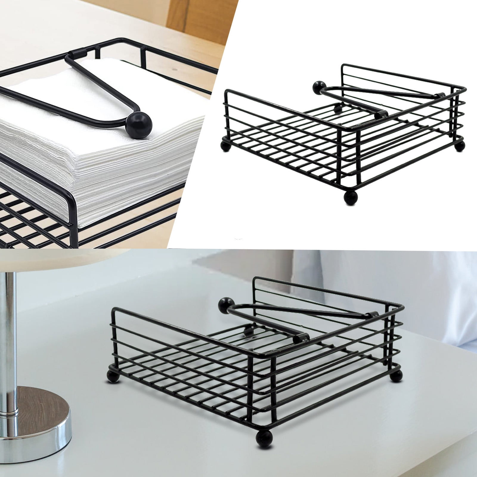Elegant Black Metal Napkin Holder with Weighted Arm for Kitchen or ...