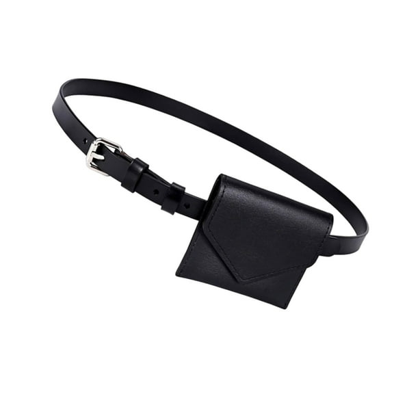 Elegant Black Mini Belt Bag PU Leather Waist Bag For Students And Office Worker