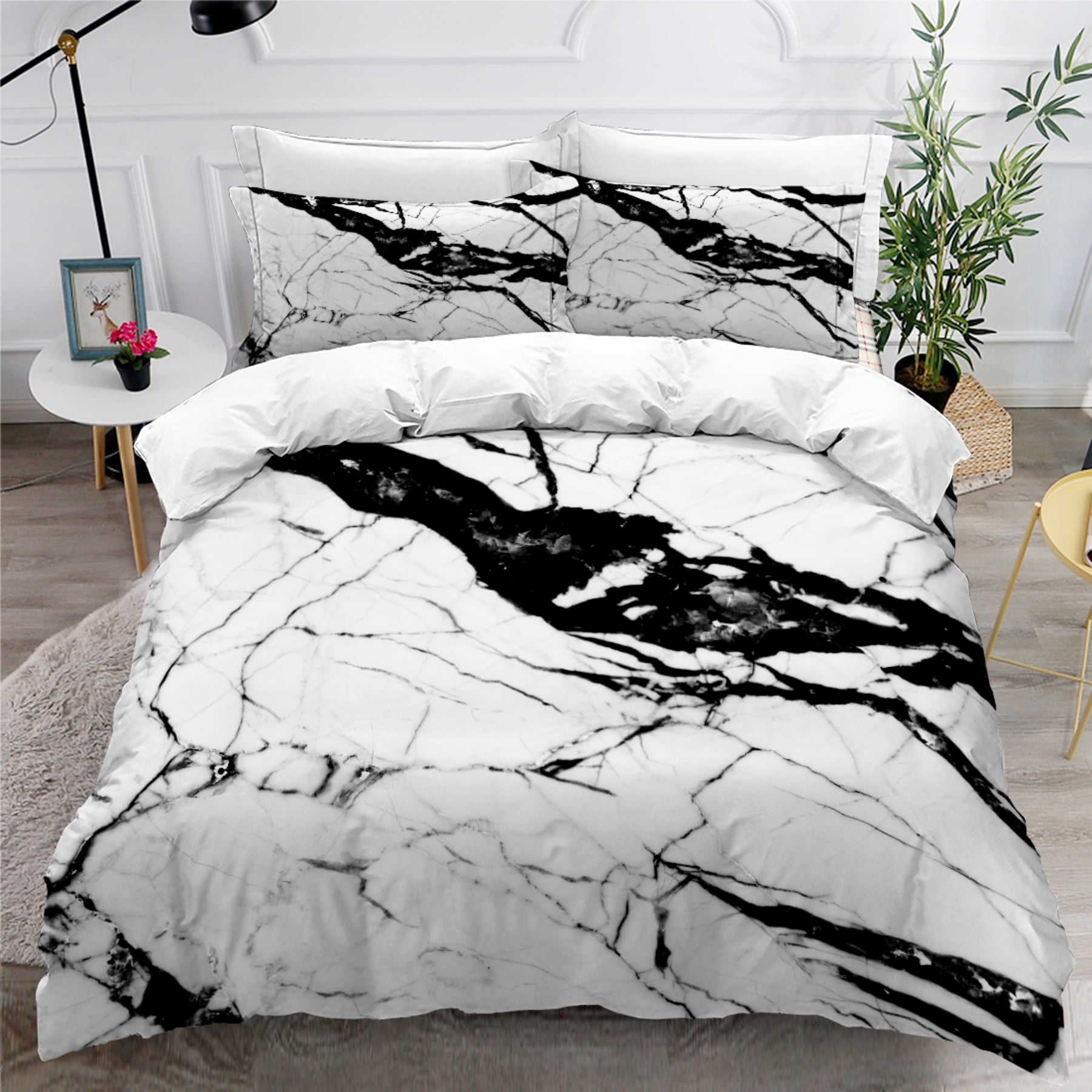 Elegant Black Pattern Duvet Cover Set with Matching Pillowcases ...
