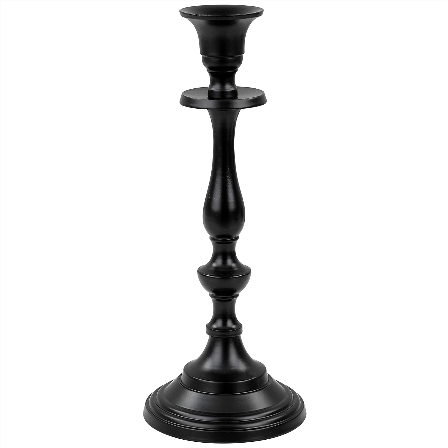 Elegant Black Pitch Iron Pillar Candle Holder Set Anniversary & Home