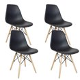 Elegant Black Plastic Dining Chairs with Wooden Legs Versatile Comfort