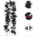thumbnail image 1 of Elegant Black Rose Vine Garland with Silk Flowers - Gothic Halloween Home Decor for Staircase, Doorway, Table Setting, Party Decoration, Mystical Autumn Theme Arrangement, 1 of 4