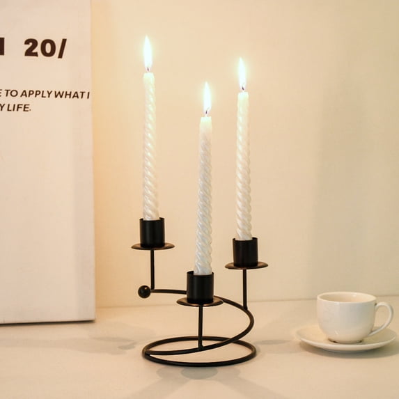 Elegant Black Spirals Candle Holders,5.7x5.5x5.5Inch 3-Tier Metal Taper Candlestick,Romantic Tables Decorations,Party Centerpiece for Tables,for Wedding,Dinning,Party Decors