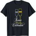 Elegant Black TShirt with Champagne Flutes Design 'Iconic Celebration' Graphic