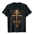thumbnail image 1 of Elegant Black T-Shirt with Gold Graphic Floral Patterns & Birds, 1 of 5