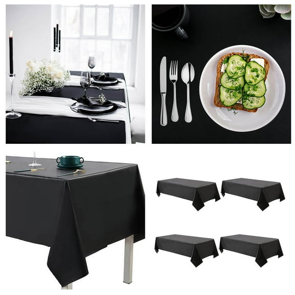 Elegant Black Tablecloth for Parties and Dinners 137x274cm Durable Oil- Heavyweight Design for Celebration Events and
