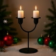 thumbnail image 1 of ‌Elegant Black Taper Candle Holders | Decorative Candelabra (7.1x4.9x3.5in) | Unique Bent 2 Heads Design | Perfect for Christmas,Weddings & Romantic Dinners | Tall Decorative Centerpiece, 1 of 8