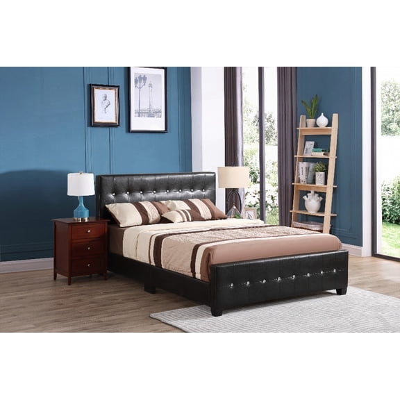 Elegant Black Transitional Bed Having 43"H X 63"W X 88"D Dimensions and Stable Longevity