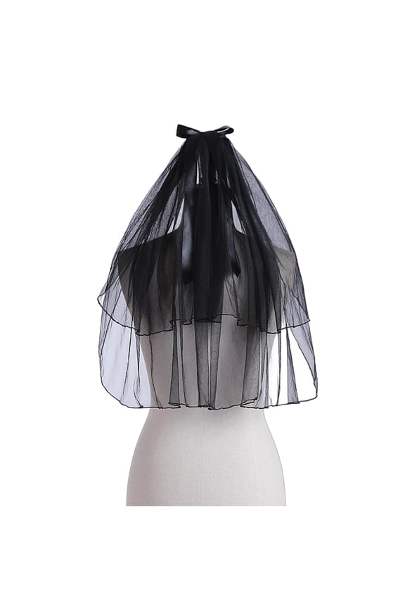 Elegant Black Tulle Veil for Halloween Party Comfortable Day of the Death Bridal Veil for All Ages Masquerade Party Wear