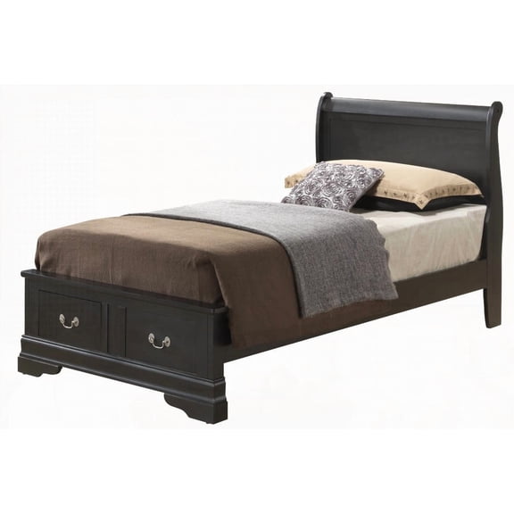 Elegant Black Twin Storage Bed Ensuring Comfort With 44"H x 41"W x 84"D