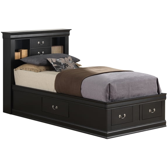 Elegant Black Twin Storage Bed - Space Efficient For Compact Spaces Under Organization Build Classic Style Versatility In 45"w X 84"d 49"h Orderly Residence Blending