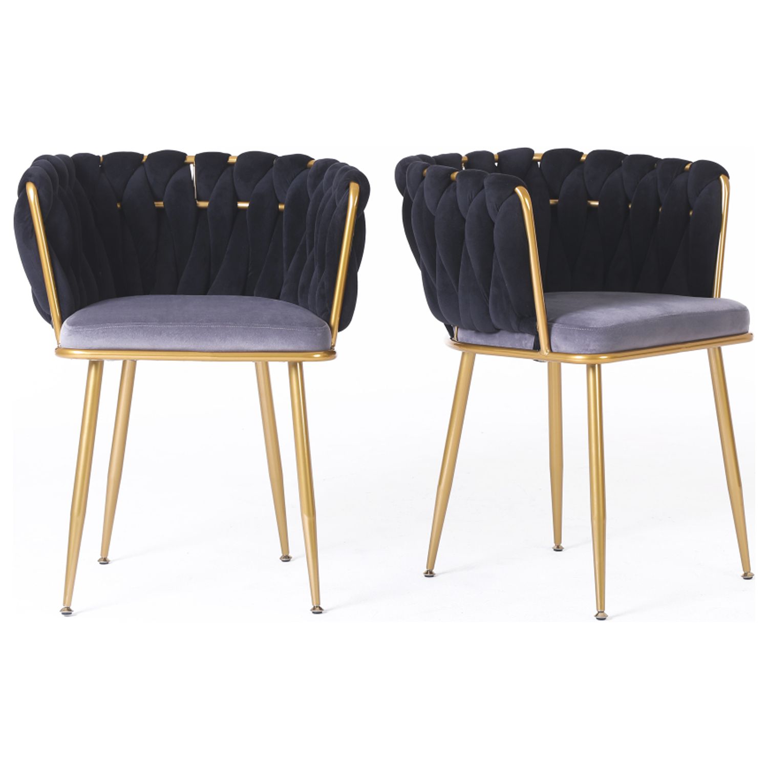 Elegant Black Velvet Living Room Chairs Set of 2 Modern Makeup Vanity