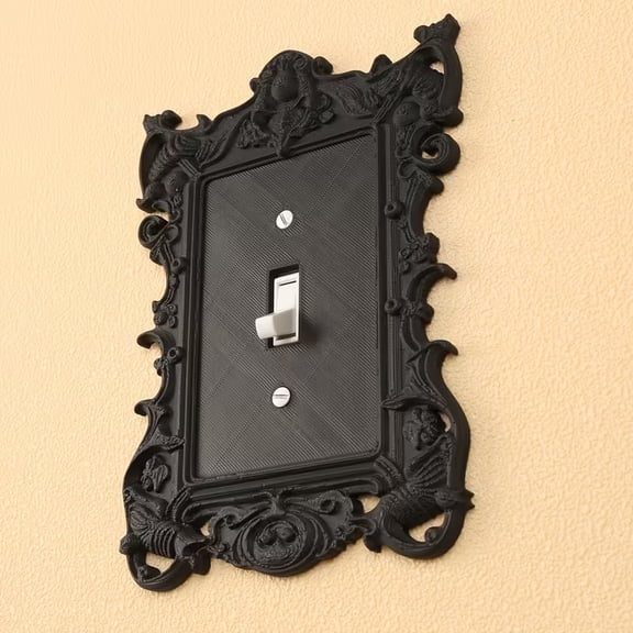 Elegant Black Victorian Baroque Light Switch Cover - Gothic Scroll Flower Design for Luxurious Home Decor