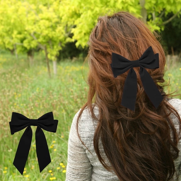 Elegant Black and Red Bow Barrettes Timeless Hair Clip for Sophisticated Updo Hairstyles