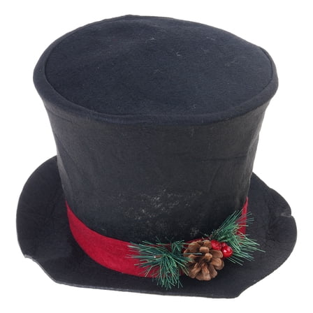 Elegant Black or Red Fabric Christmas Tree Toppers Hat Decoration With Wooden Base For Holiday Festival Home Decors