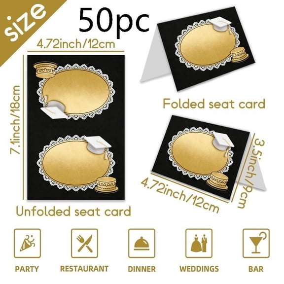 Elegant Blank Wedding Place Cards with Lace Trim - Mortarboard Pattern for Buffet Labels and Seating Charts