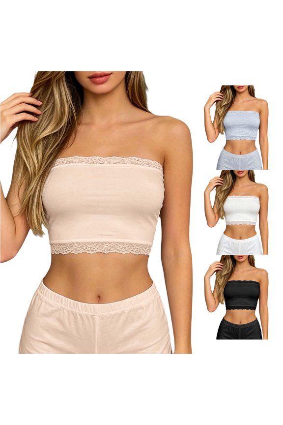 Elegant Blend Tube Top with Delicate Lace Edge for Summer Lightweight Layer Innerwear Comfortable Full Coverage for Convenience Display Glasses Sleeve Acrylic Organizer 38d Bandeau Bra Tube
