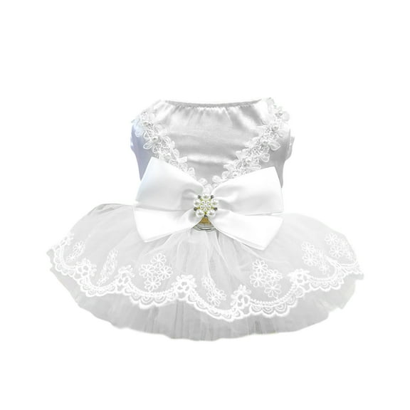 Elegant Blingbling Puppy Tutu Dress With Lace Trim For Small Dogs Party Celebration Outfit
