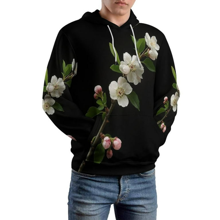 Elegant Blossom Dark Background Spring Flowers Oversized Hoodies