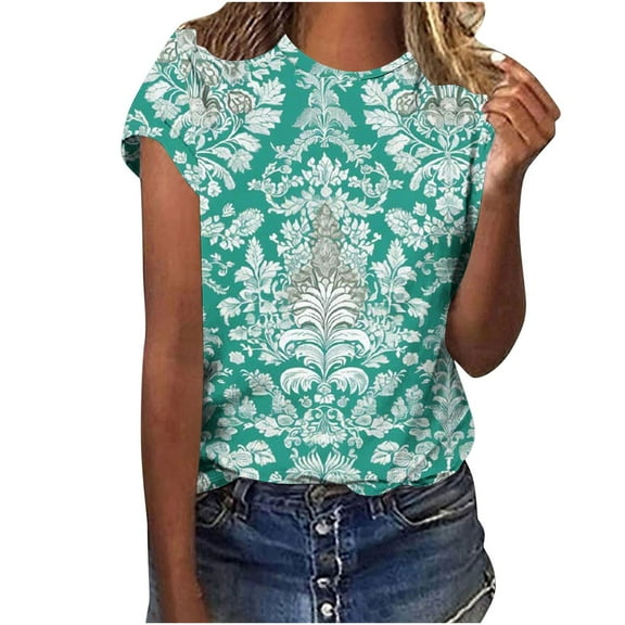 Elegant Blouses for Women Dressy Casual Basic Fitted Short Sleeve Tees Shirt Women Summer Tops Loose Summer Shirts for Island Vacation