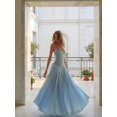 thumbnail image 1 of Elegant Blue A-Line Ball Gown Dress With Spaghetti Straps And Pleated Skirt, 1 of 8