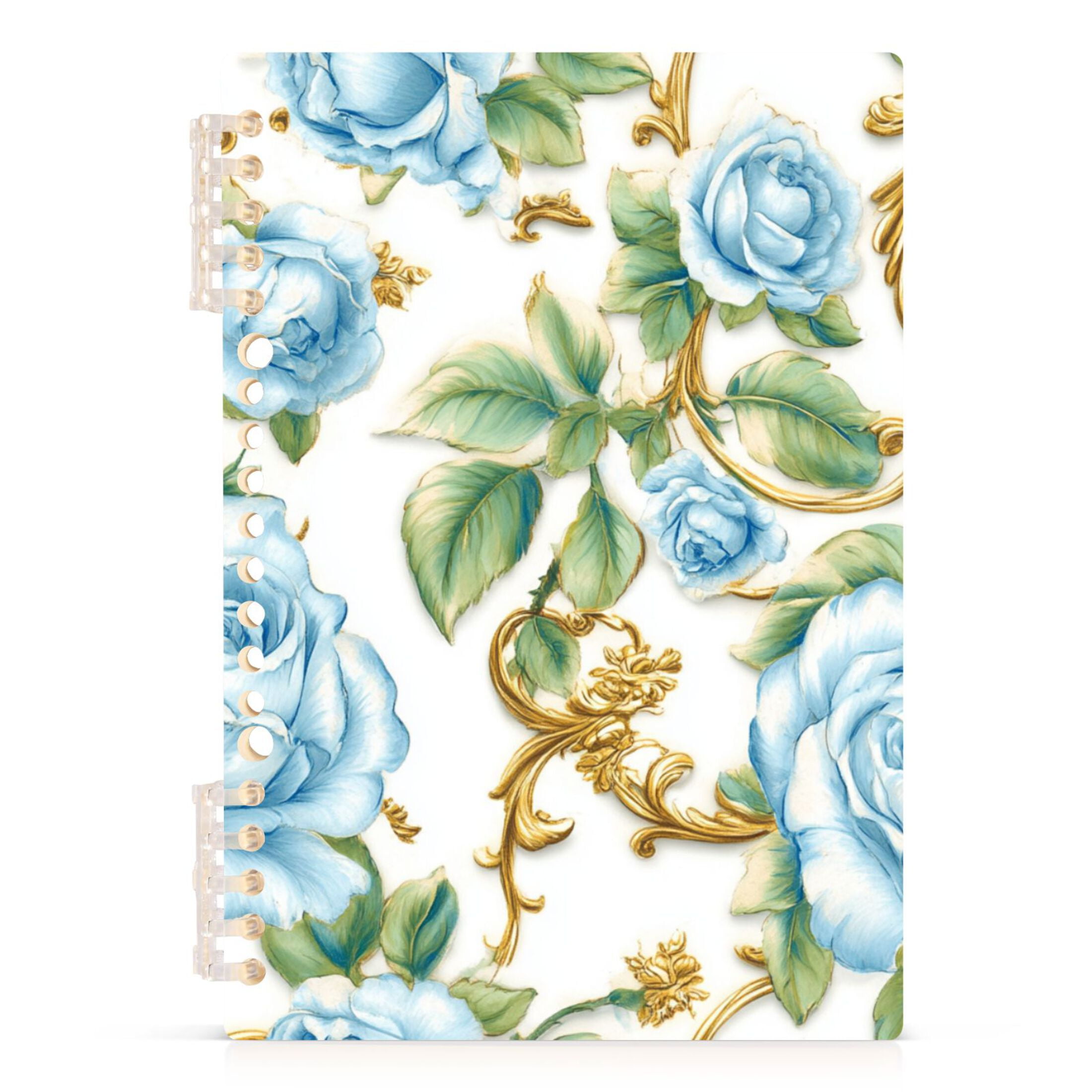 Elegant Blue Flowers Lined Spiral Journal Notebook 60 Pages A5 College ...
