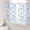 thumbnail image 1 of Elegant Blue Flowers Semi Sheer Curtains 45 Inch Length 2 Panels Set, Spring Floral Botanical Summer Sheer Kitchen Curtain Privacy Voile Window Curtain for Living Room Bedroom Rod Pocket Drapes, 1 of 7
