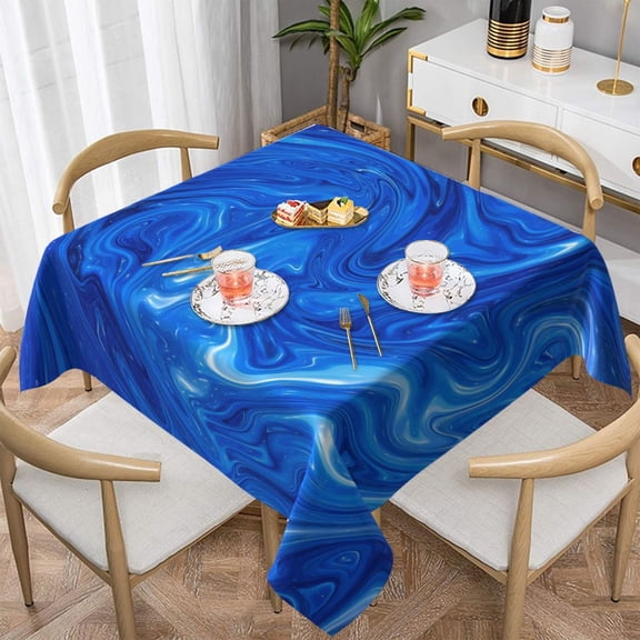 Elegant Blue Marble Tablecloth Abstract Artwork Outdoor Table Cloth Funny Home Picnic Events Party Custom Table Cover Decoration